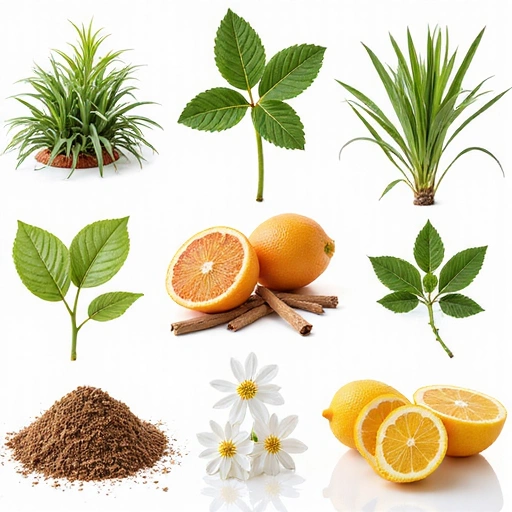 Ilustrație cu plante medicinale și ingrediente naturale